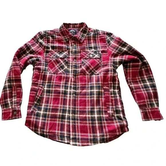 Mountain and Isles Men's size Medium sherpa lined flannel red plaid - Picture 1 of 13
